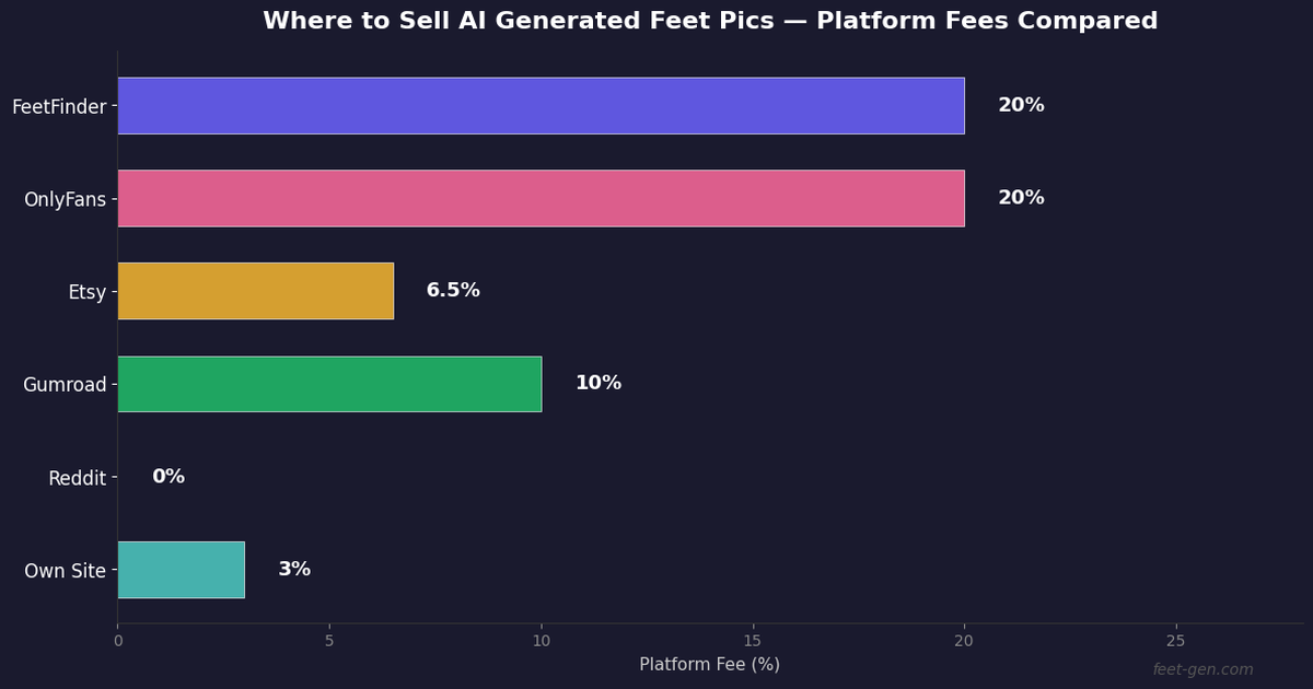 Platform fees comparison chart for selling AI generated feet pics in 2026